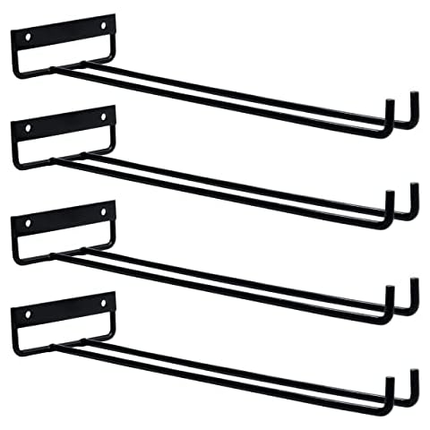 MOCOBO 4 pack Wine Glass Racks,Wall Mounted Hanging Racks, Wine Cup Holder Glasses Storage for Kitchen Bar Cabinet 30cm-Black Cover