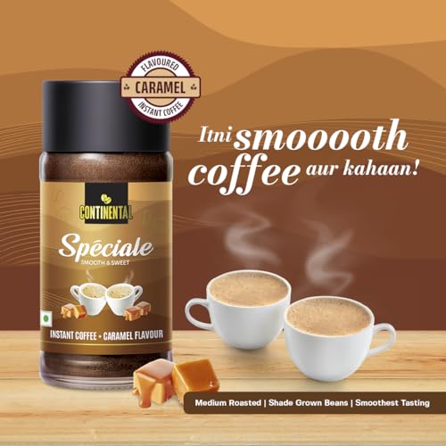 Image of Continental Speciale | Caramel Flavoured Coffee | 50 gm Jar | Makes 25 Cups | Instant flavored coffee powder for both Hot & Cold Coffee | Medium Roast