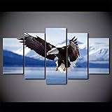 XINSHIJI 5 Pieces Canvas Prints Wall Art Animal Eagle Soaring Pictures Modern Canvas Painting Giclee...