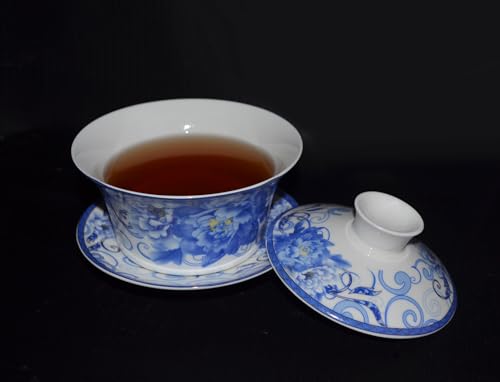 YXHUPOT Gaiwan Chinese Gongfu Tea 10oz Sancai Teacup Tray Cup Bowl Saucer Lid 10oz/300ml - Thumbnail 3