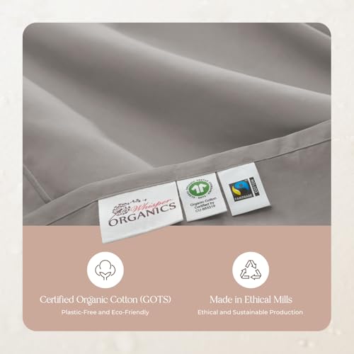 Image of 100% Organic Cotton Pillow Cases Standard Size Set of 2-100% Cotton Pillowcases GOTS Certified 300 Thread Count -Naturally Cooling Comfortable Breathable & Soft Pillow Cases (Classic Grey, Standard)