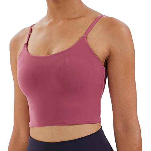 Image of Women's Strappy Stretch Sports Bra Longline Yoga Tank Top Fitness Bra Workout Camisole Crop Tops for Teen Girl