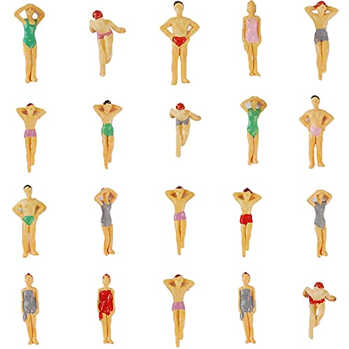 NWFashion 20pcs 1:50 Scale Painted Model Beach Swimsuits People Figures