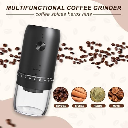 Image of SHARDOR Electric Coffee Grinder | Portable Electric Dry Spice, Masala, Beans Crusher Machine for Home, Small Multifunctional Grinder with Conical Burr for Herb & Spices, Mill, Espresso (Silver, 35 G)