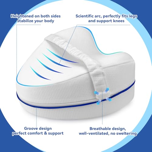 Kawaology Kniekissen für Seitenschläfer I Orthopädisches Bein-Kissen für schmerzfreien Schlaf I Ergonomisches Lagerungskissen aus visco-elastischem Memory-Schaum I atmungsaktiver Bezug