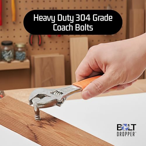 Image of Bolt Dropper 1 /4 inch x 1-1 /2 inch Stainless Hex Head Lag Bolt Screws, (25 Pack), 304 (18-8) Stainless Steel Coach Bolts /Large Screws for Wood with Plain Finish by Bolt Dropper