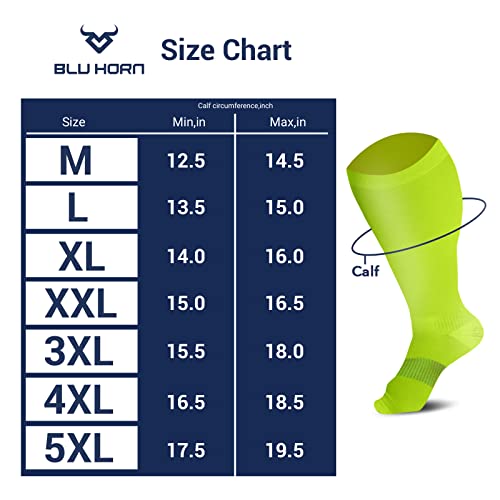 Image of Knee High Compression Socks 15 To 20 mmHg ForEveryday Use Improves Blood Circulation, Relieves Pain & Swelling Size 2X Large, Neon Green, 1 Pair
