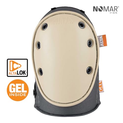 Image of ALTA 56223.50 AltaGUARD Gel Insert Knee Protector Pad, Gray Cordura Nylon Fabric, AltaLOK Fastening, Flexible Cap, Long, Nomar | AltaLok Fastening, Cap secured, 6 color-coordinated brass grommets, Rodilleras de trabajo