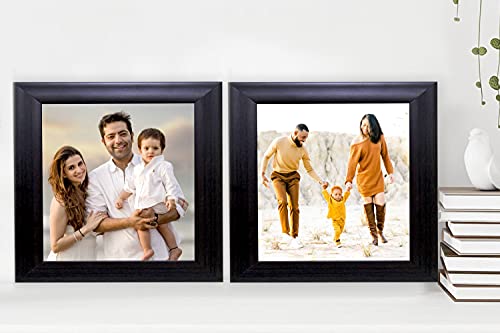 Image of set of 2 8x8 Inch Brown Color flexiable Glass (acrylic) & synthetic wood customized Modern Collage Photo Frames for Wall Hanging