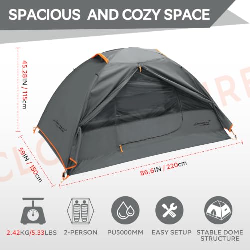 Image of Clostnature 1 /2 /3 /4 Person Lightweight Backpacking Tent, Easy Setup Tent