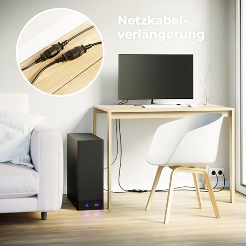 deleyCON 2m Kaltgerätekabel Verlängerung - IEC C13 auf C14 - Stromkabel Stromverlängerung - Gerader C13 Stecker auf C14 Buchse - Hausgeräte PC Monitor Beamer Drucker - Schwarz