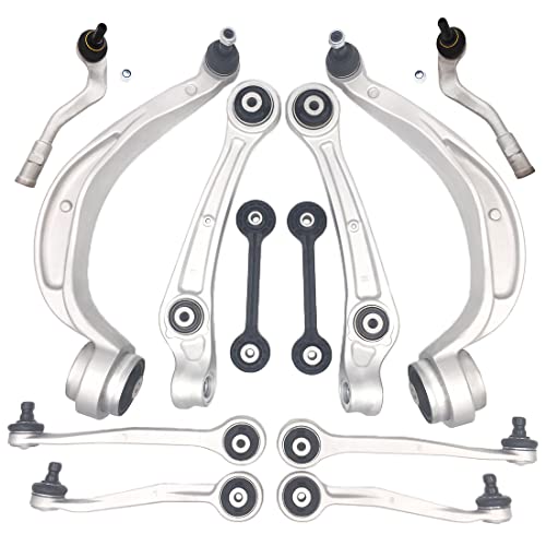 12 PCs Suspension Kit Front Control Arm Set With Tie Rod End Stabilizer Links Compatible With AUDI A4 A5 Q5 S4 2011 2012