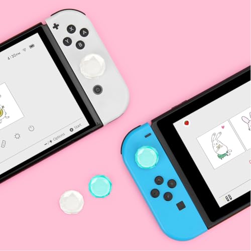 Image of GORGECRAFT 1 Box 4Pcs 2 Colors Diamond Thumb Grips Caps 0.79in Plastic Clear Crystal Console Joystick Covers Protective Anti-Slip Analog Stick Thumbstick Button Cover for Switch Controller Clear Green