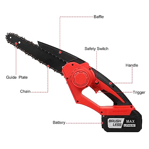 Mini motosserra sem escova,Mini motosserra sem escova sem fio de 8 polegadas,serra manual super pode