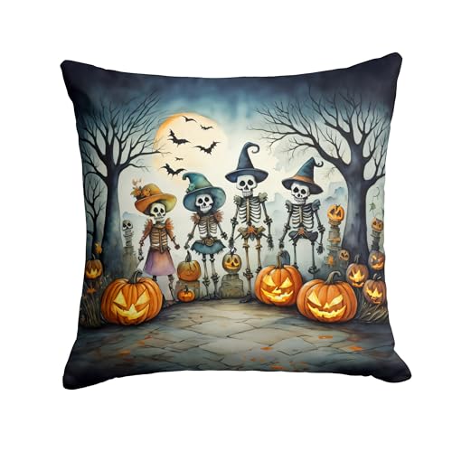 Caroline's Treasures DAC2228PW1818 Calacas Skeletons Spooky Halloween Throw Pillow Machine Washable, Indoor Outdoor Decorative Pillow for Couch, Bed or Patio, 18Hx18W