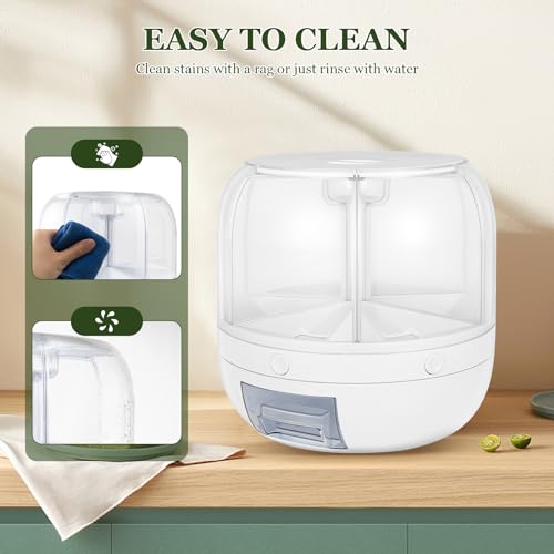 Image of Rotating Dry Storage 6 Grid Cereal Storage Container Dispenser Countertop, Grain Organizer and Dispenser Round 360 Food Rotating Dispenser for Store Rice, Red Beans, Yellow Beans