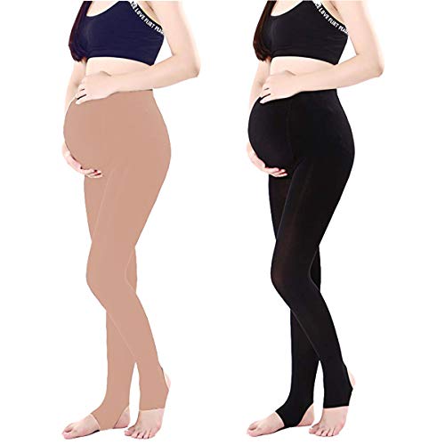 LOVELYBOBO 2 Pack Las mujeres embarazadas maternidad medias pantalones Leggings opaco medias...