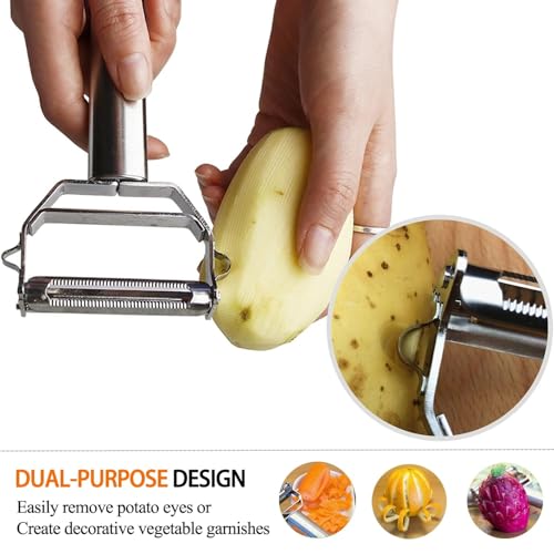 Image of STARFRIT SUCGLES 3-in-1 Stainless Steel Vegetable Peeler, Julienne Slicer & Fruit Peeler, Ultra Sharp Kitchen Cutter and Shredder for Potato, Carrot, Cucumber & Vegetables