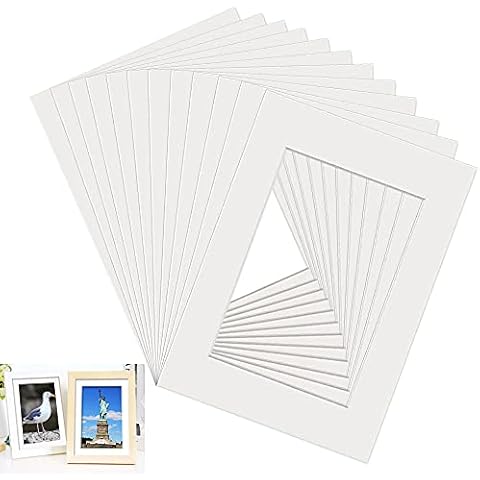 GIRAFEDA 12 PCS Picture Photo Mounts White Picture Frame Mounts A4 Picture Mount Picture Frame Mats Computer Cut A4 Mount Picture Mount Card Photo Frame Mounts for 8 * 6 in Picture Photo White (A4) Cover