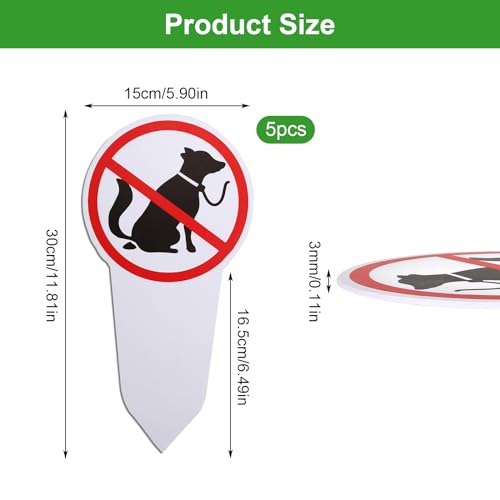 5 Stück Kein HundekloSchild Steckschild PVC für Rasen, Park, Spielplatz, Saubere Wege Hunde Kacken Verboten, Kein Hunde Pinkeln Hinweisschild