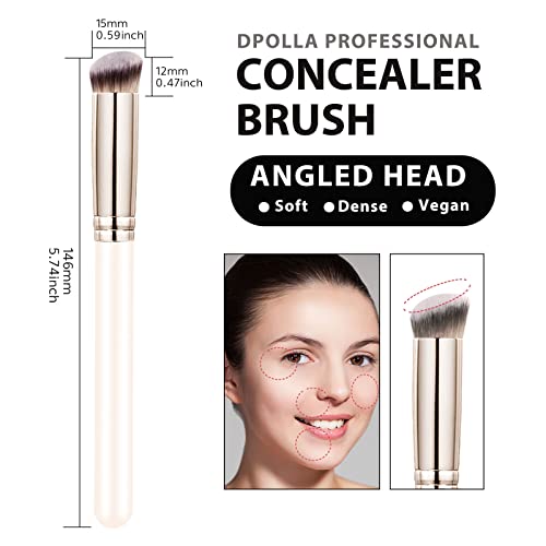 Image of Makeup Brushes Dpolla Pro Foundation Brush and Flawless Concealer Brush Perfect for Any Look Premium Luxe Hair Contour Brush Perfect for Blending Liquid,Buffing,Cream,Sculpting,Mineral Makeup(White)