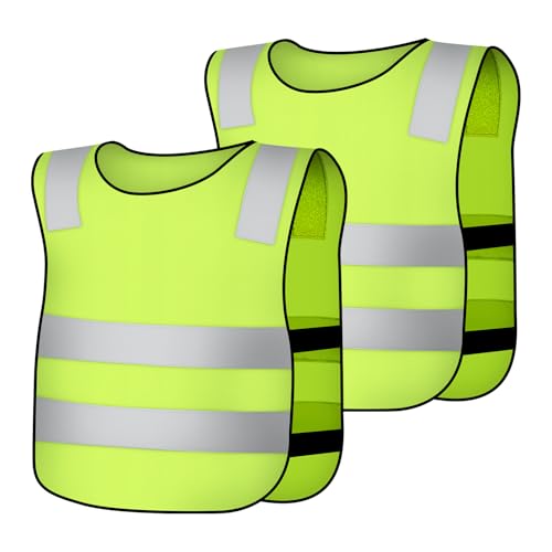 AYBUY 2 Pezzi Giubbotto di Sicurezza per Bambini, Giubbotto Rifrangente per Bambini, Gilet Catarifrangente Alta Visibilità per Corsa, Ciclismo, Gite Scolastiche, Ordinario