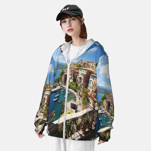 Chaqueta para hombre con protección solar UPF 50+ manga larga con capucha miniatura 4