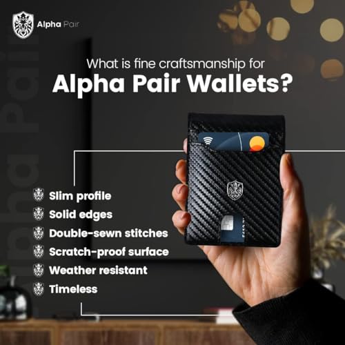 Image of ALPHA PAIR RFID Wallet for Men - Slim Wallet for Men - Men's Wallet with 10 Credit Card Holders and 1 ID Window - Men's Wallet with RFID Blocking Technology -Bifold Leather Wallet- Black