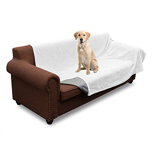 MARKSIGN 100% Waterproof Pet Blanket, Reversible Plush Protective Cover for Bed, Couch, Dog
