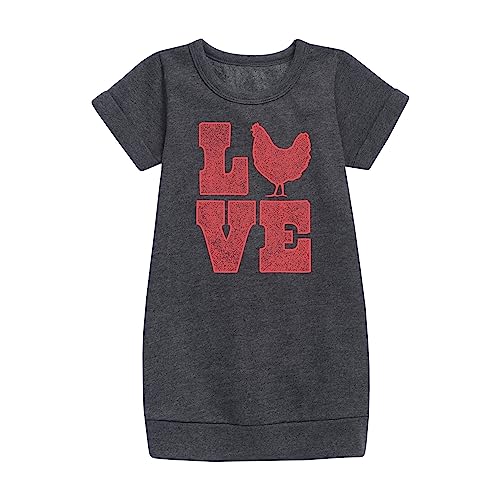 Instant Message - Love Chicken - Toddler & Youth Girls Fleece Dress