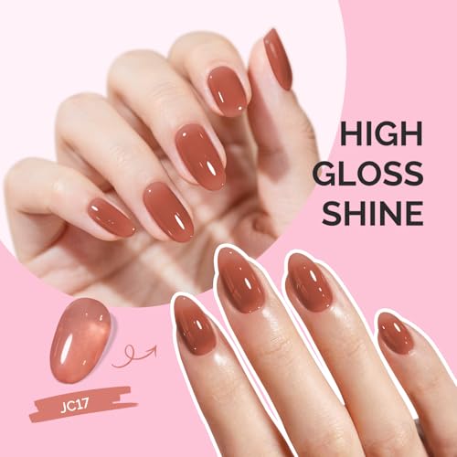 Image of MelodySusie Brown Gel Nail Polish, 0.5Fl.oz Jeweliver Gel Polish Dark Brown Nude Color Coffee Soak Off UV LED Light Cure Gift for Women Girls Winter Nail Art Manicure DIY at Home JC17