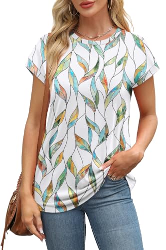 Image of Alaroo Womens Summer Tops Short Sleeve Shirts Crew Neck Tshirt Cute Trendy Tunic Blouses (S-3XL)