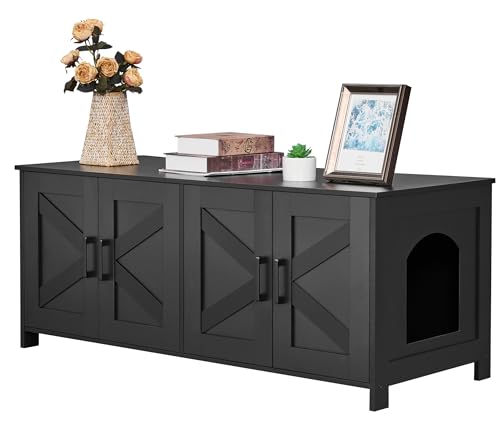 Homhedy Cat Litter Box Enclosure for 2 Cats, Litter Box...