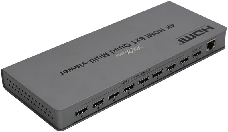 XOLORspace QV801 8x1 4K HDMI Quad Multiviewer with Seamless Switchin