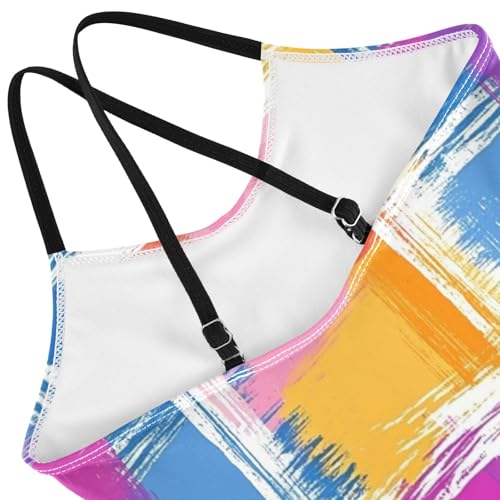 Pigsaly Girls One Piece Swimsuits Pink Purple Tartan Kids Cross Back Swimwear Toddler Beach Sport Bathing Suit 3T4