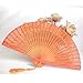 ADMAIEIA Faltfächer - Damen-Handfaltventilator, Klassischer Chinesischer Stil, Exquisite Orangefarbene, Hohle, Floral Geschnitzte Handventilatoren, Volle Bambusknochen, Ventilatoren Für Sommerparty