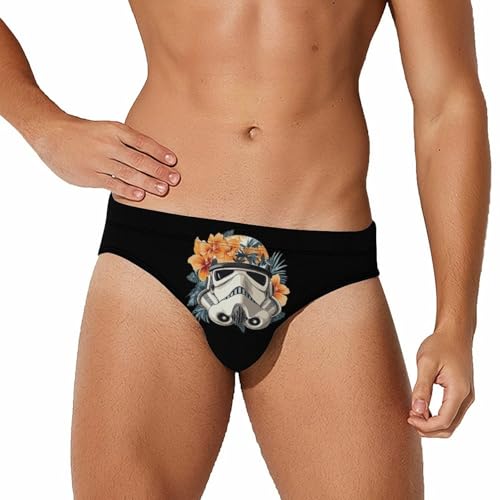 Tropical Stormtrooper Floral Mens Swim Briefs Sexy Bikini Swimwear Bathing Suits Trunks