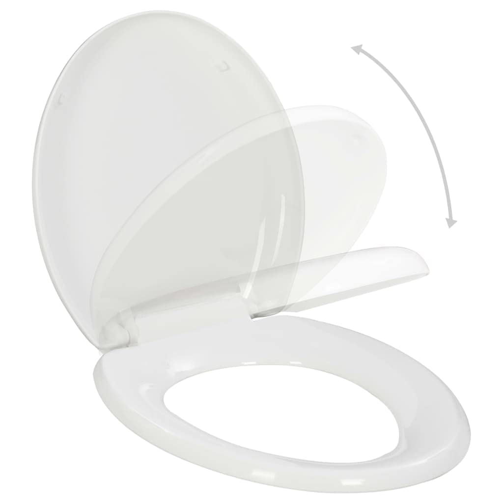 Asiento de inodoro de cierre suave con diseño de liberación rápida, color blanco