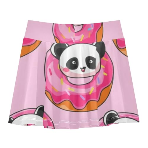 Cute Panda Pink Donuts Athletic Shorts for Girls Skorts Toddler Tennis Skirts Cute Cheer Skirt 3t2
