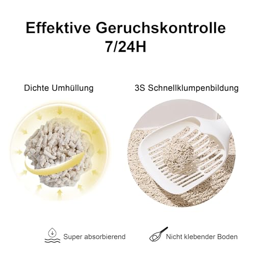 FUKUMARU Tofu Katzenstreu 10.8kg, schnell klumpstreu für Katzen, Gemischtes Maispellets, Staubfrei und Leicht klumpend, Geruchskontrolle, spült in der Toilette, Geringe Rückstände