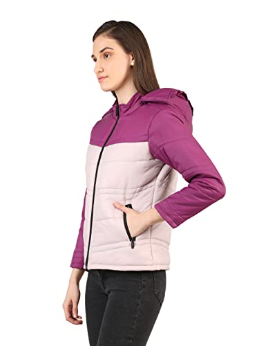 Image of CHKOKKO Polyester Women's Winter Standard Length Quilted Jacket Light Plum Baby Pink S, Small