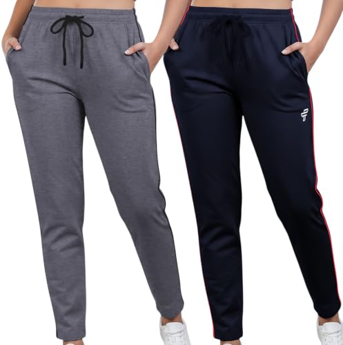 Image of Women Cotton Regular Fit Track Pants (Pack of 2)