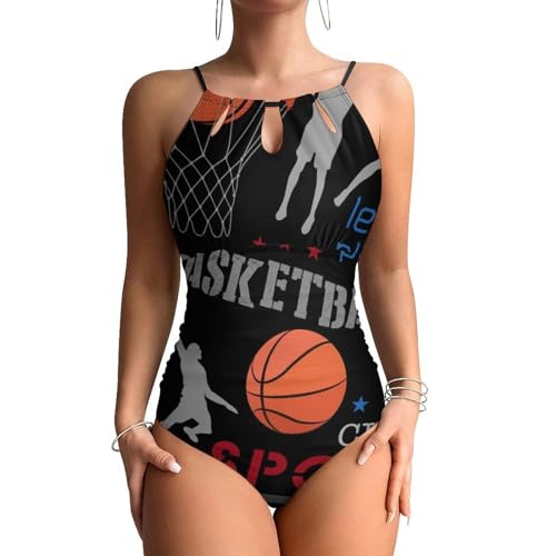 Maillot de bain 1 pièce gainant motif basket pour la plage