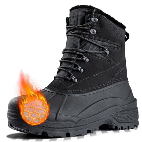 Image of FREE SOLDIER Mens Snow Winter Boots Waterproof Wram Boots for Men Nonslip Outdoor Snow Footwear(Black 10)