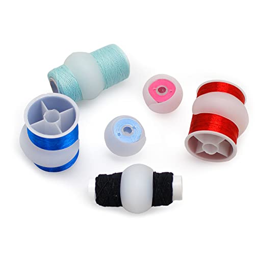Image of Fbshicung 60pcs Semi Clear Silicone Thread Spool Savers, Includes 20 Thread Spool Huggers, 20 Bobbin Clips, 20 Bobbin Holders - Control Thread Ends and Keep Spools Tightly Wound for Sewing Storage