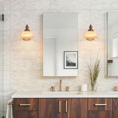 Image of XIEDUN Vanity Light Brass Wall Sconces Vintage 1-Light Bathroom Sconces