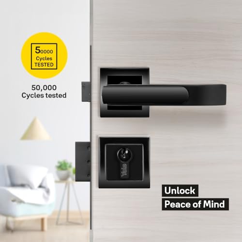 Image of Yale YECM-603-OR-TT-BM Mortise Door Lock for Bedroom /Home /Office /Hotel Suitable for Left /Right Handed Doors | Rose & Escutcheons with Thumb Turn, 3 Keys Cylinder and Lock Body (Black matt)