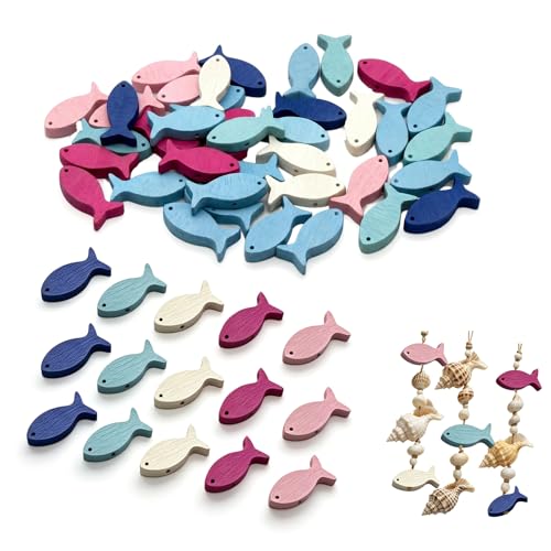 100 PCS Poisson en Bois Décoration, Déco de Table en Bois pour Baptême, Communion et Confirmation, Accessoires de Fête Religieuse Élégants et Naturels