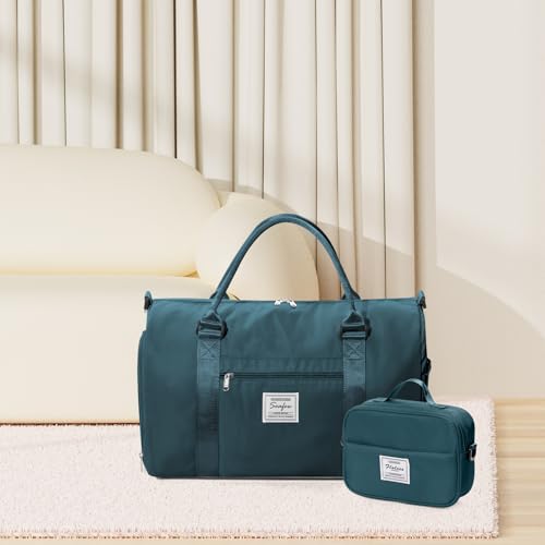 Image of Gym Bag Womens Mens with Shoes Compartment and Wet Pocket Travel Duffel Bag for Women for Plane Sport Gym Tote Bags with Toiletry Bag Waterproof Weekend Overnight Carry on Bag Hospital Holdalls