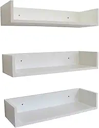 3 Prateleiras 50cm x 20cm x 11,5cm para livros e decoração - MDF Branco